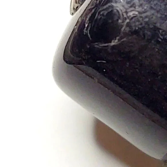 Vintage chunky silver and dark gray clip on earrings with cz accents - Picture 9 of 9